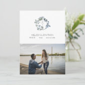 Sage Zilver Groene Bloemige Bewaar Afbeelding Datu Save The Date (Staand voorkant)