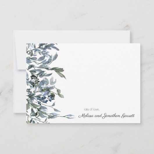 Sage Zilver Groene Bloemige Elegante Bedankkaart (Achterkant)