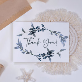 Sage Zilver Groene Bloemige Elegante Bedankkaart