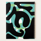 Sage Zwart Licht Blauwgroen Modern Mess abstracte Planner (Achterkant)
