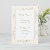 Sageblad Minimale Baby Shower Uitnodiging (Staand voorkant)
