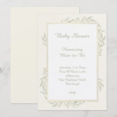 Sageblad Minimale Baby Shower Uitnodiging (Voorkant / Achterkant)