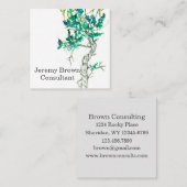 Sagebrush Ink Groene Waterverf Botanisch Plant Vierkante Visitekaartje (Voorkant / Achterkant)