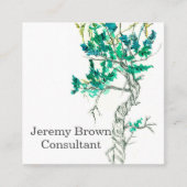 Sagebrush Ink Groene Waterverf Botanisch Plant Vierkante Visitekaartje (Voorkant)