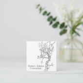 Sagebrush Plant Pen en Ink Zwart Wit Botanisch Vierkante Visitekaartje (Staand voorkant)