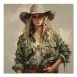 Sagebrush tinten: Cowgirl kunst aan de muur Perfect Poster