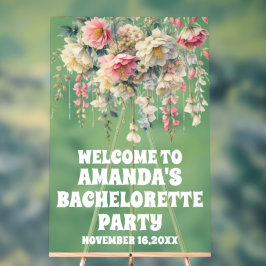 SageGreen Acryl Bloemen Bachelorette Welkom Teken Bord