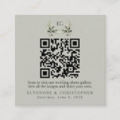 SageGreen Olijftak Monogram Foto's QR Code Informatiekaartje (Voorkant)
