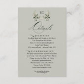 SageGreenOlive Branch Monogram Wedding Details Informatiekaartje (Voorkant)