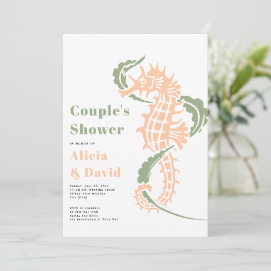 Sagegroen en perzikstrand douches kaart (Staand voorkant)