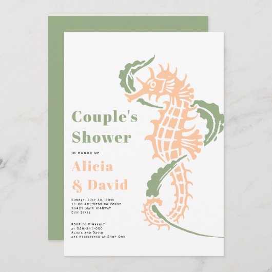 Sagegroen en perzikstrand douches kaart (Voorkant / Achterkant)