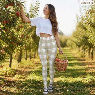 Sagegroen en wit geruit boerderij dambordpatroon leggings