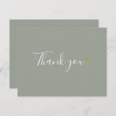 Sagegroen Gouden Hart Chic Script Zakelijk Bedankkaart (Voorkant / Achterkant)