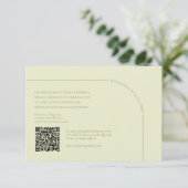 Sagegroen & Linnen QR Code Boho Minimalist  RSVP Kaartje (Staand voorkant)