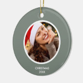 Sagegroen & Wit Moderne Initialen Monogram FOTO Keramisch Ornament (Links)