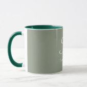 Sagegroen & Witte Elegante Monogram Eerste Naam  Mok (Links)