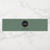 Sagegroene aangepaste logo & tekst zakelijke onder waterfles etiket (Enkel label)