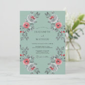 Sagegroene Aardse Vintage Bruiloft Kaart (Staand voorkant)