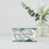 Sagegroene Agate Zilveren Glitter Luxe Visitekaartje (Staand voorkant)