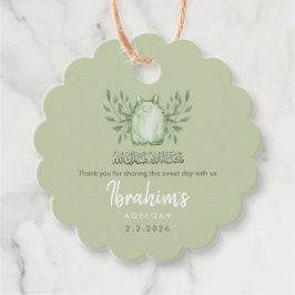 Sagegroene Aquarel Baby Boy Aqeeqah Bedankjes Labels