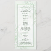 Sagegroene Aquarel Pioenrozen Elegante Boho Bruilo Programmakaart (Achterkant)