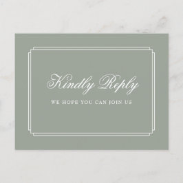 Sagegroene Art Deco nummerverzoek RSVP-ansichtkaar Uitnodiging Briefkaart