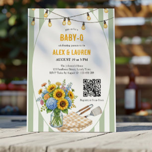 Sagegroene Baby Q Zonnebloem Neutrale Baby Shower Kaart
