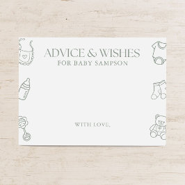 Sagegroene baby shower advies en wensen informatiekaartje