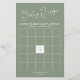 Sagegroene baby shower bingospel