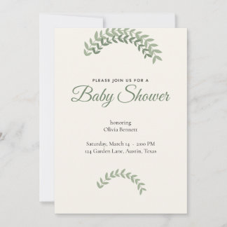 Sagegroene baby shower uitnodiging neutraal