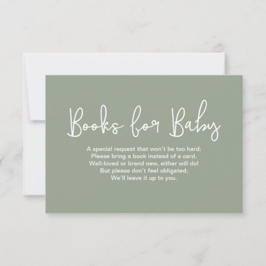 Sagegroene babyshower-boekverzoek Digitale afdruk Kaart (Voorkant)