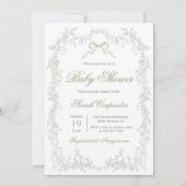 Sagegroene Babyshower met een Grilleg Touche Kaart (Voorkant)