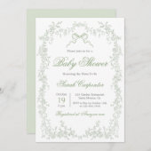 Sagegroene Babyshower met een Grilleg Touche Kaart (Voorkant / Achterkant)