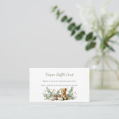 Sagegroene babyshoweruitnodiging teddybeer visitekaartje (Staand voorkant)
