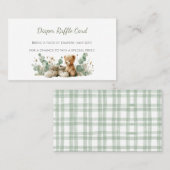 Sagegroene babyshoweruitnodiging teddybeer visitekaartje (Voorkant / Achterkant)