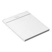 Sagegroene balk monogram gepersonaliseerde notitie notitieblok (Schuin)