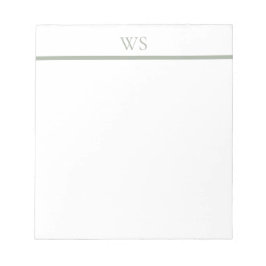 Sagegroene balk monogram gepersonaliseerde notitie notitieblok