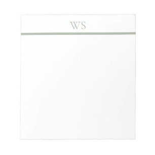 Sagegroene balk monogram gepersonaliseerde notitie notitieblok
