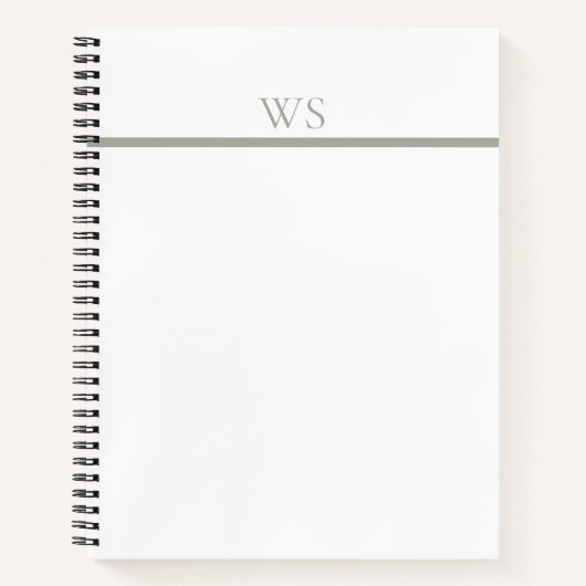 Sagegroene balkmonogram gepersonaliseerde notitieb notitieboek (Voorkant)