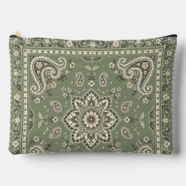 Sagegroene Bandana Paisley Grote Ritssluitingszak Etui