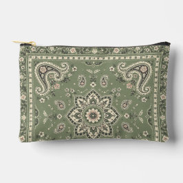 Sagegroene Bandana Paisley Kleine Ritssluitingstas Etui