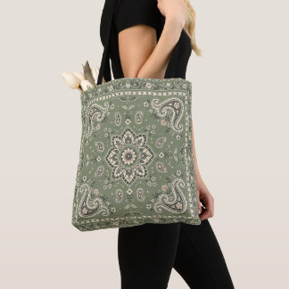 Sagegroene bandana paisley-tas | Carryall Tote Bag
