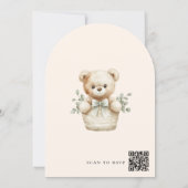 Sagegroene beer babyshower uitnodiging (Achterkant)