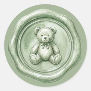 Sagegroene beren nepwaszegel baby sticker