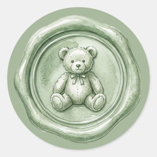 Sagegroene beren nepwaszegel baby sticker (Voorkant)