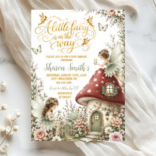 Sagegroene betoverde bos fee baby shower kaart