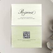 Sagegroene Bloemencode QR Code Huwelijksreactiescr RSVP Kaartje
