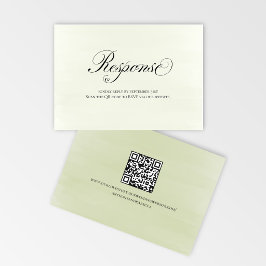Sagegroene Bloemencode QR Code Huwelijksreactiescr RSVP Kaartje