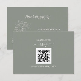 Sagegroene bloemencode QR-code Voeg uw URL-huwelij RSVP Kaartje