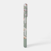 Sagegroene bloemige gepersonaliseerde iPhone 16 hoesje (Rechterkant)